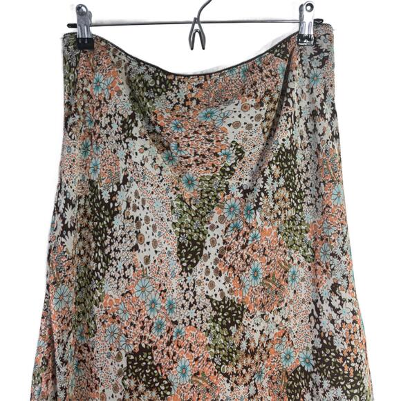 Y2K Briggs New York Women's Sz L Brown Chiffon Floral Skirt(1970) - Picture 3 of 6